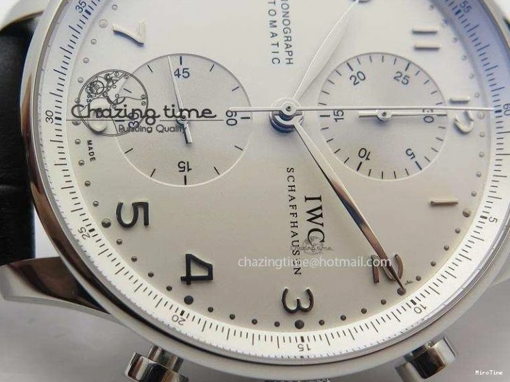 MIROTIME 0401 Casual Portuguese IW371405 ZF 1:1 Best Edition SS White Dial Silver Markers On Black Leather Strap A 7305